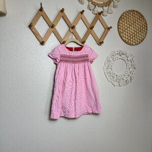 Mini Boden Pink Corduroy Smocked Dress Girls Size 4-5Y EUC